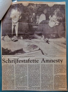 Writing marathon for the 25th anniversary of het local Amnesty group of Enschede, 1986 Courtesy of Archive Amnesty International Netherlands, IISH, Amsterdam