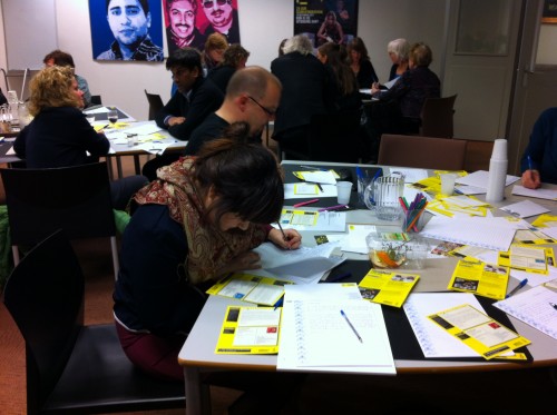 Writing at the marathon, 2013 Courtesy Letters for Amnesty